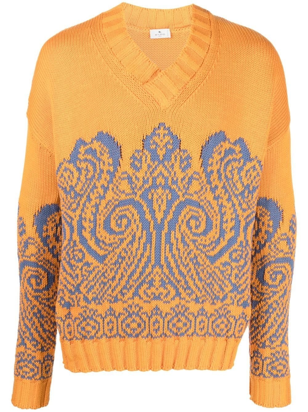 paisley intarsia V-neck jumper - 1