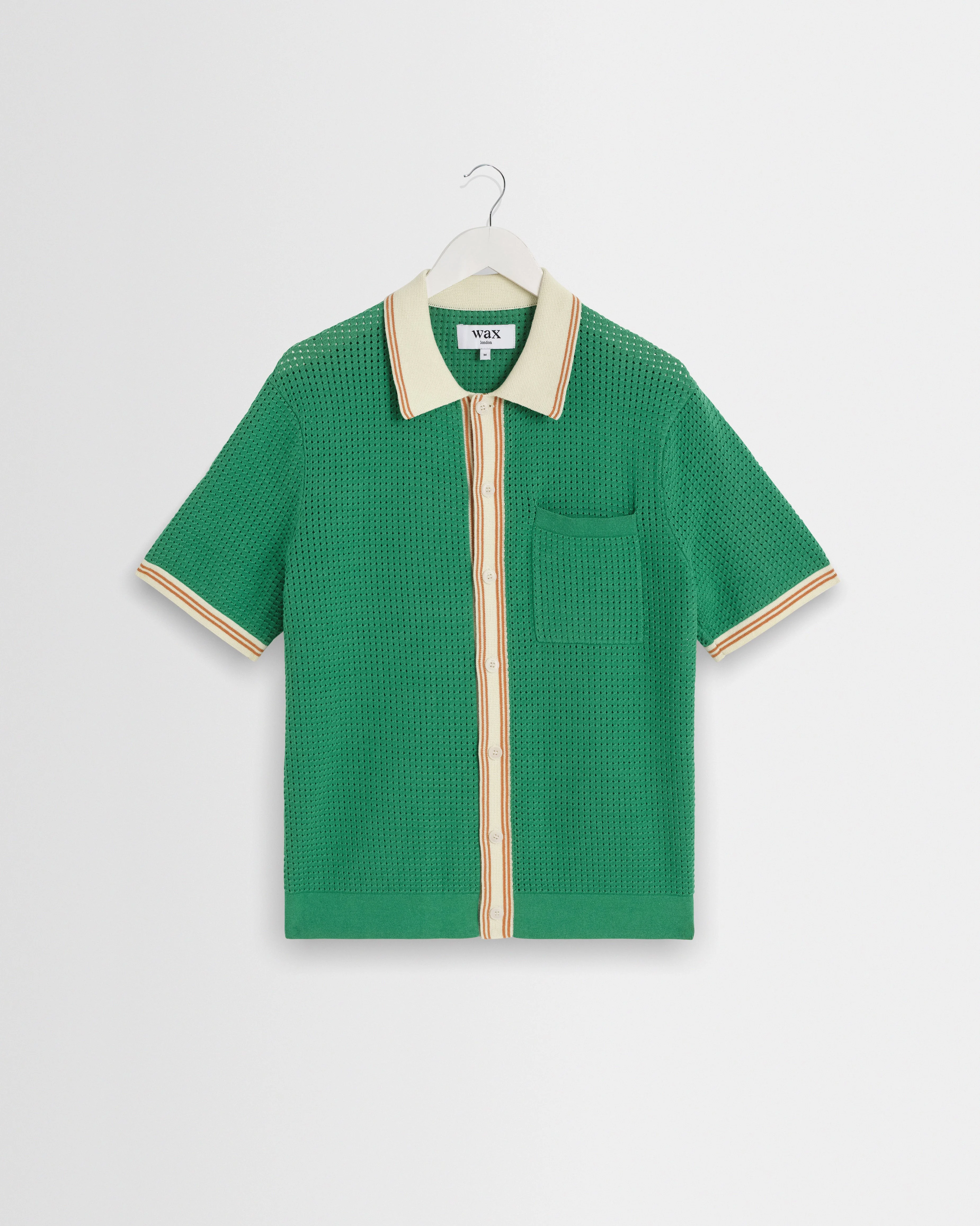 Belle - Green Tipped Pointelle Polo Shirt - 1