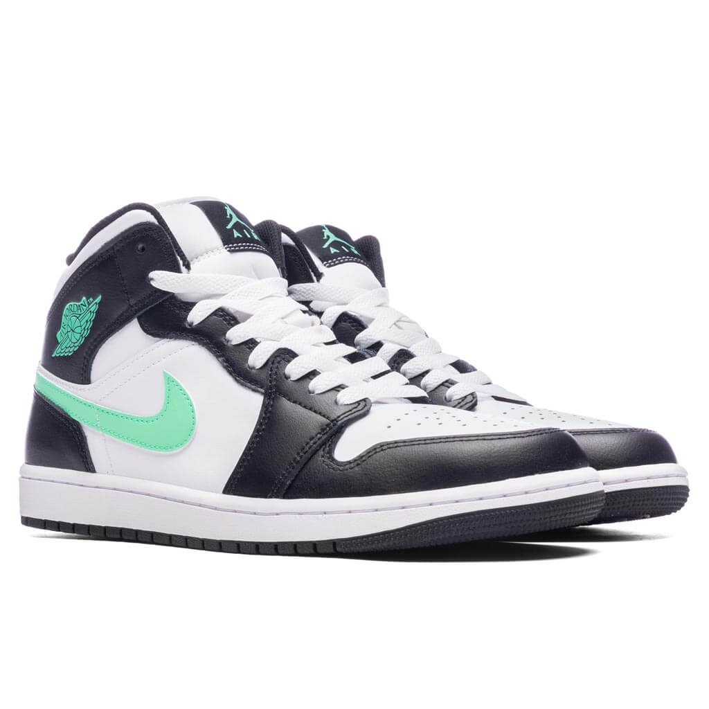 AIR JORDAN 1 MID - WHITE/GREEN GLOW/BLACK - 2