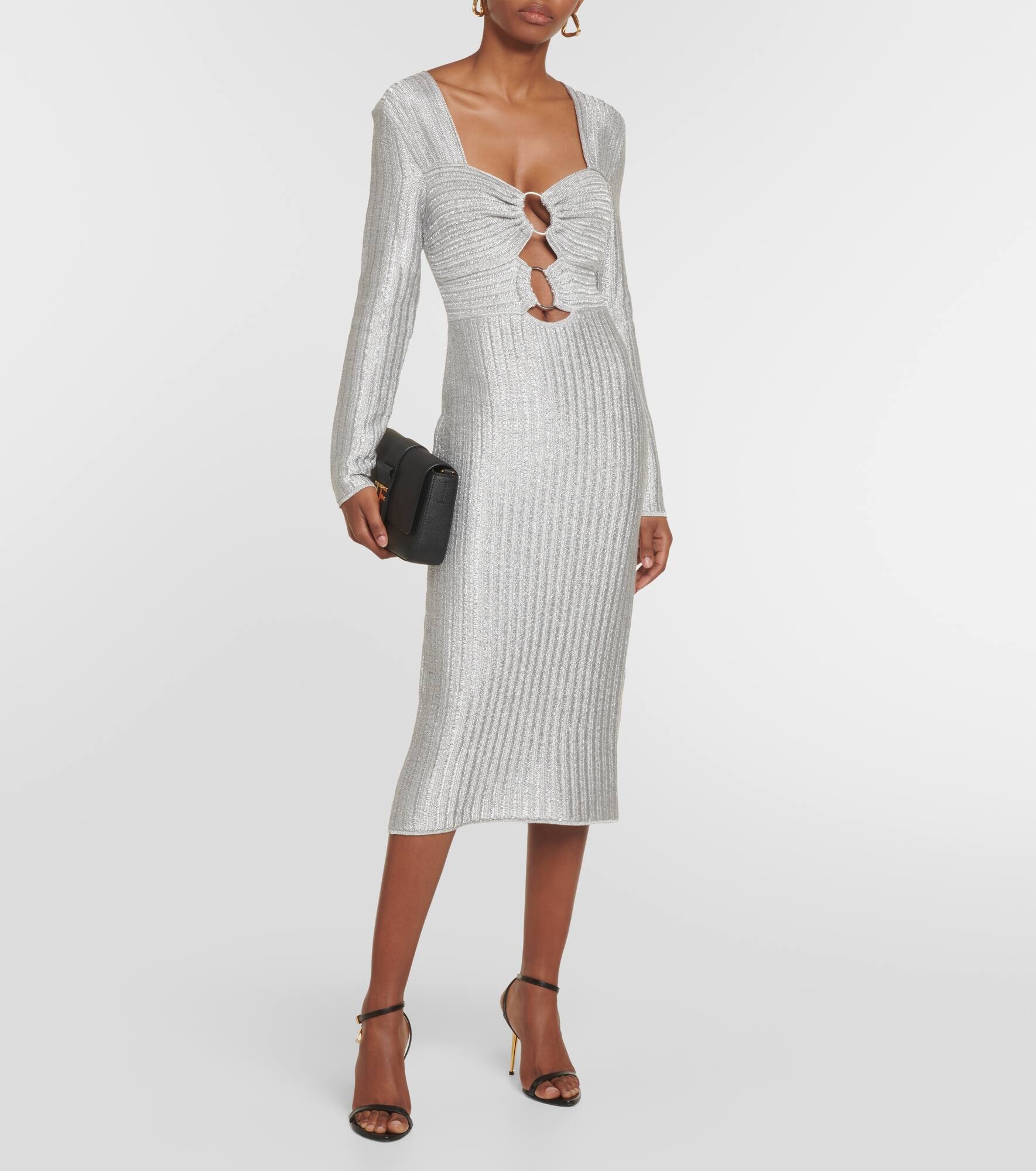 Metallic cotton and wool midi dress - 2