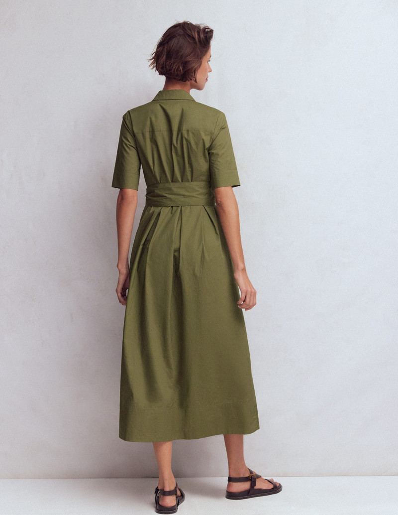 Zoe Short Sleeve Shirt Dress-Woodland Green 4