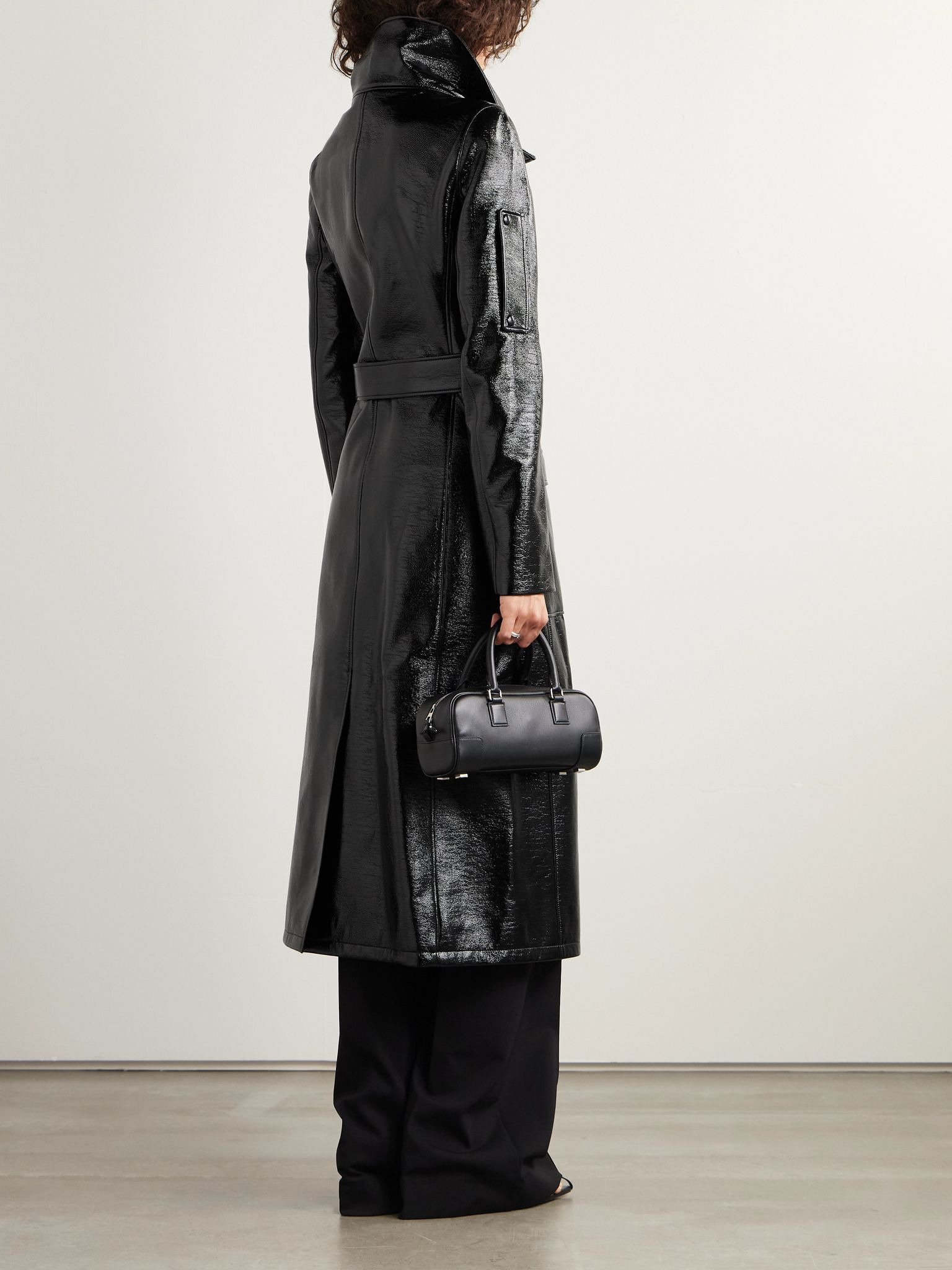 Heritage belted coated cotton-blend trench coat Black - 4