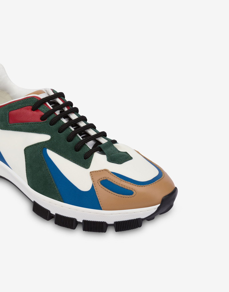 CALFSKIN AND SPLIT LEATHER RACE SNEAKERS 4