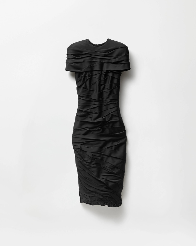 Draped Envers-Satin Midi Dress 1