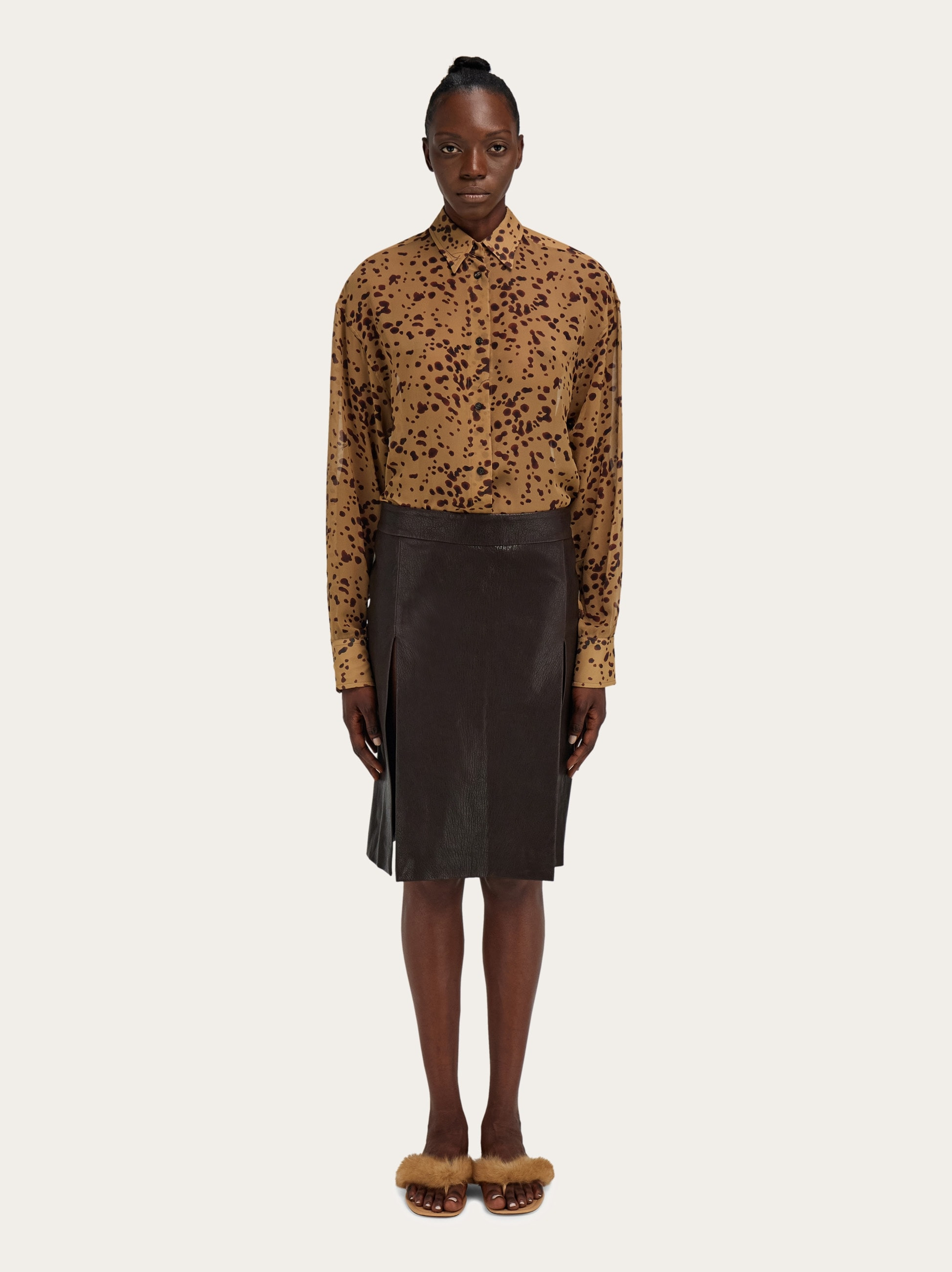 Georgette shirt with orchid print - 7