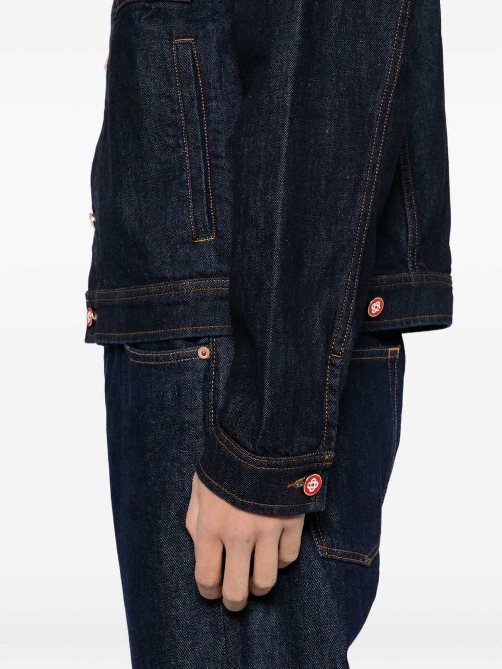 embroidered logo denim jacket - 5