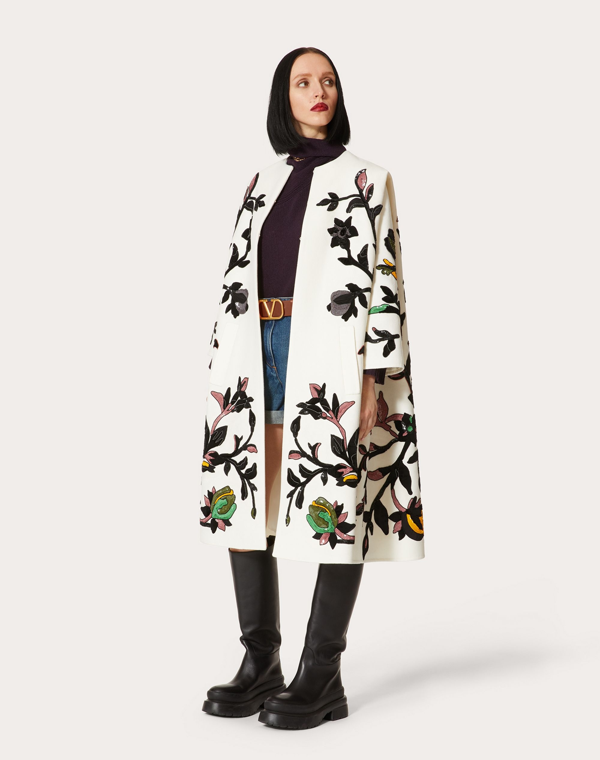 EMBROIDERED COMPACT DRAP COAT - 2