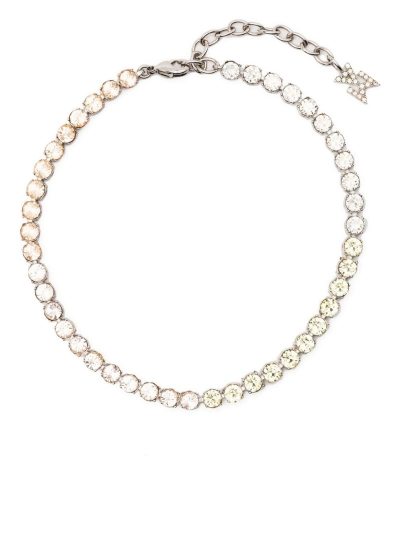 crystal-embellished tennis anklet - 1