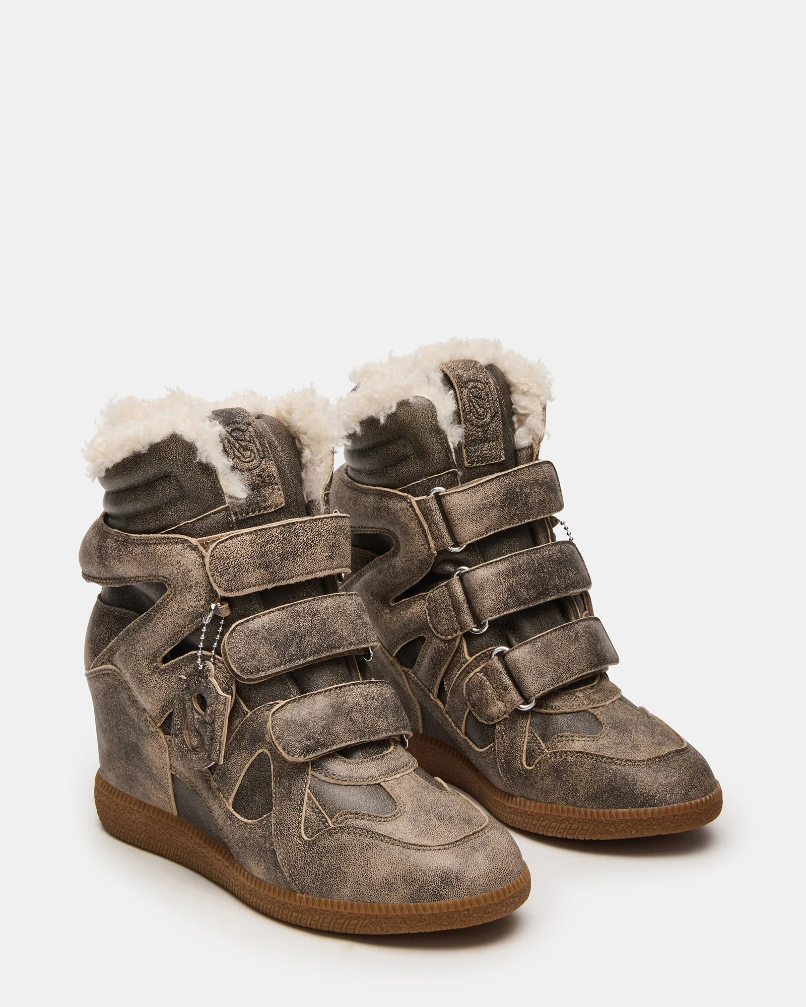 MAVIS FAUX FUR BROWN DISTRESSED - 1