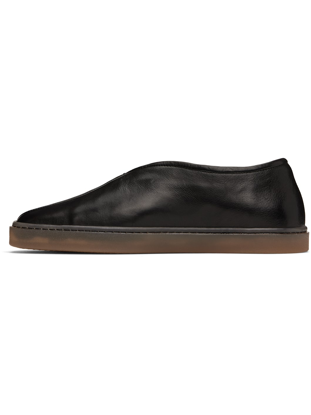 Black Linoleum Piped Loafers - 3