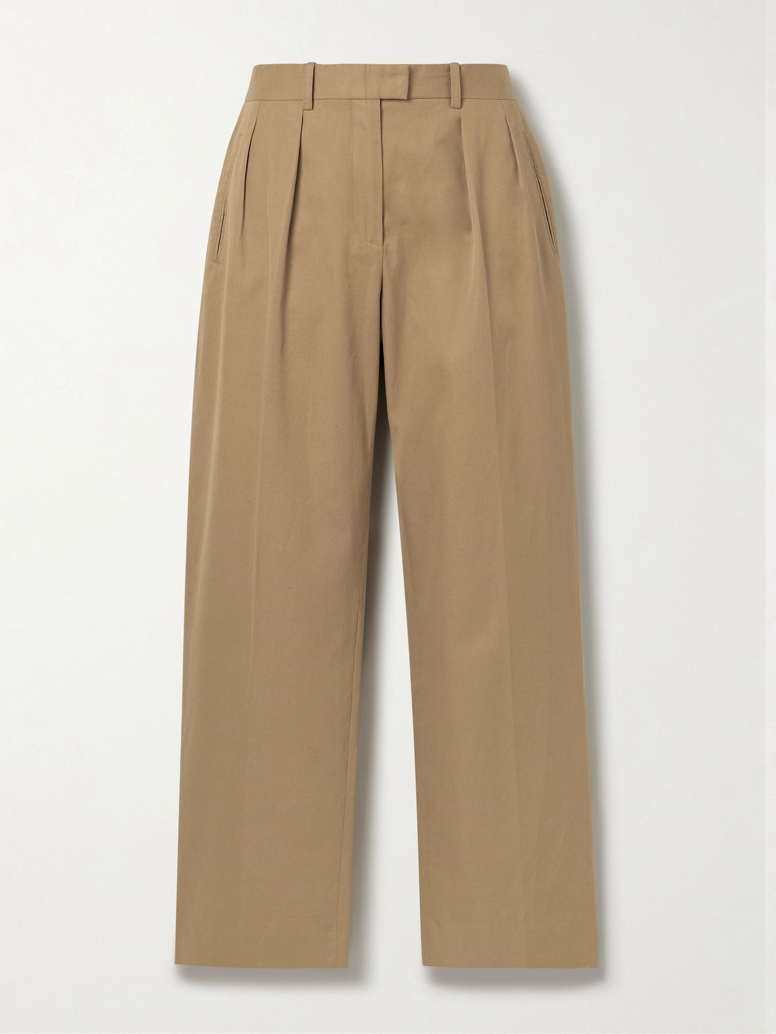 Alfidis pleated brushed cotton and cashmere-blend twill wide-leg pants Beige - 1