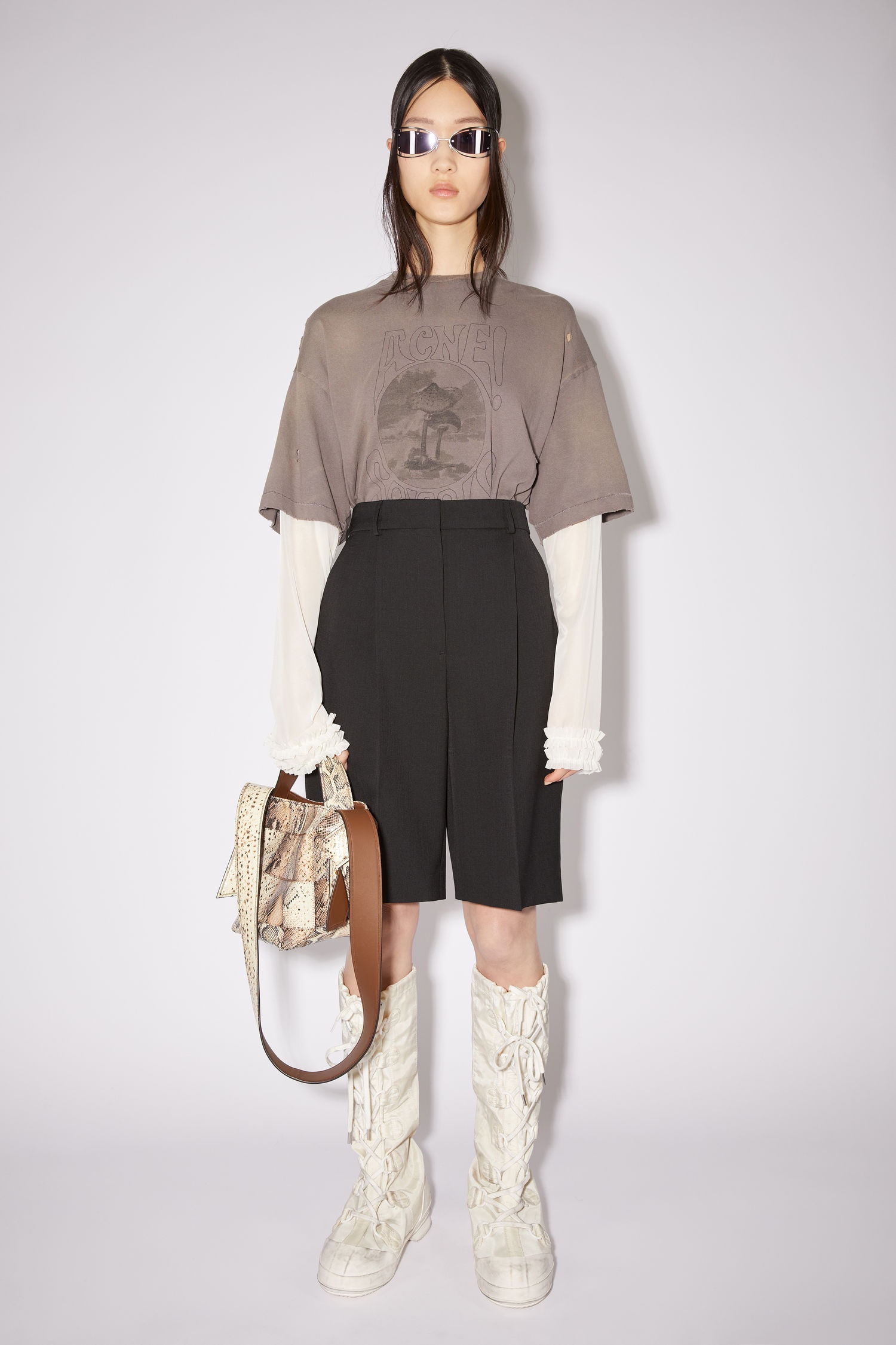 Mini shoulder bag - Beige/black - 6