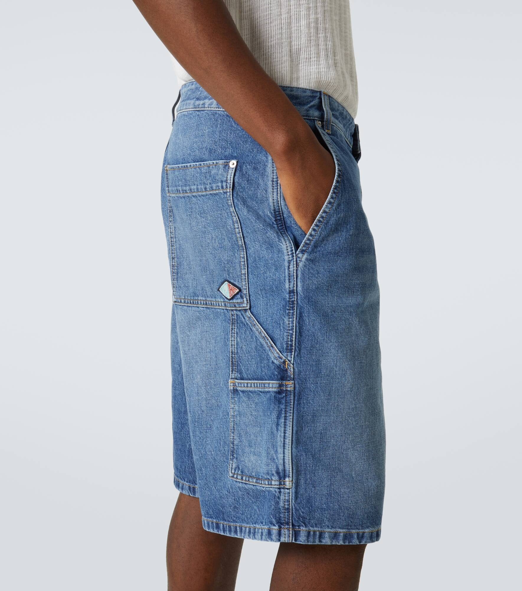 High-rise denim Bermuda shorts - 7