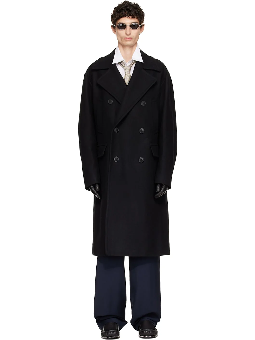Black Wool Caban Coat - 1