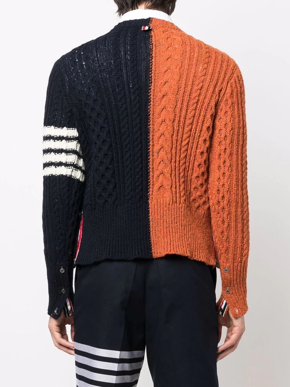 two-tone cable-knit jumper - 4