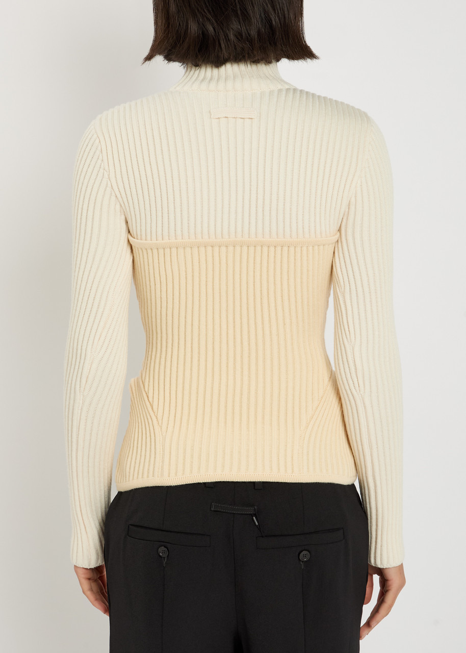 Jean Paul Gaultier Layered Ribbed Wool-blend top - 3
