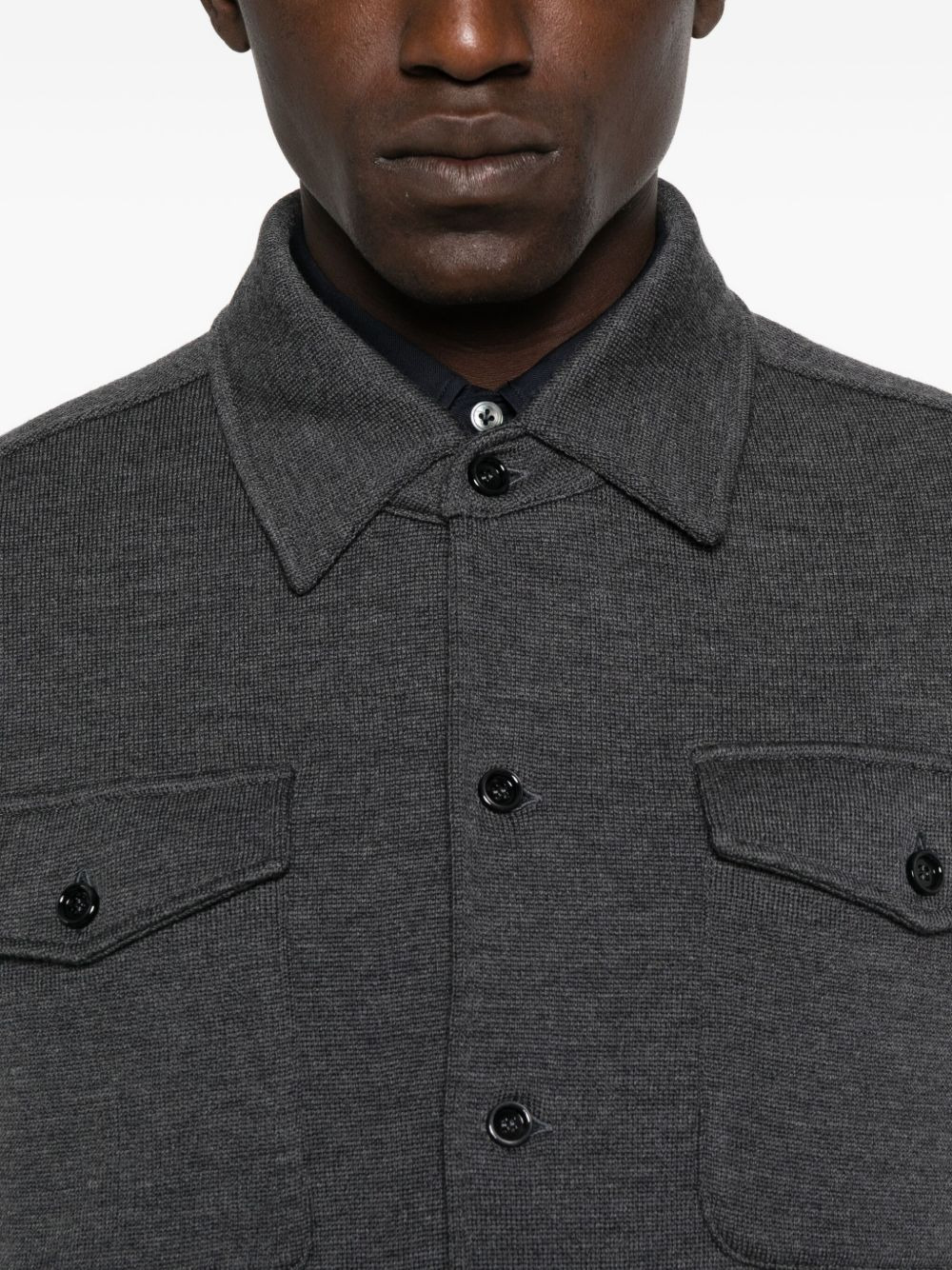 buttoned flap-pocket shirt jacket - 5