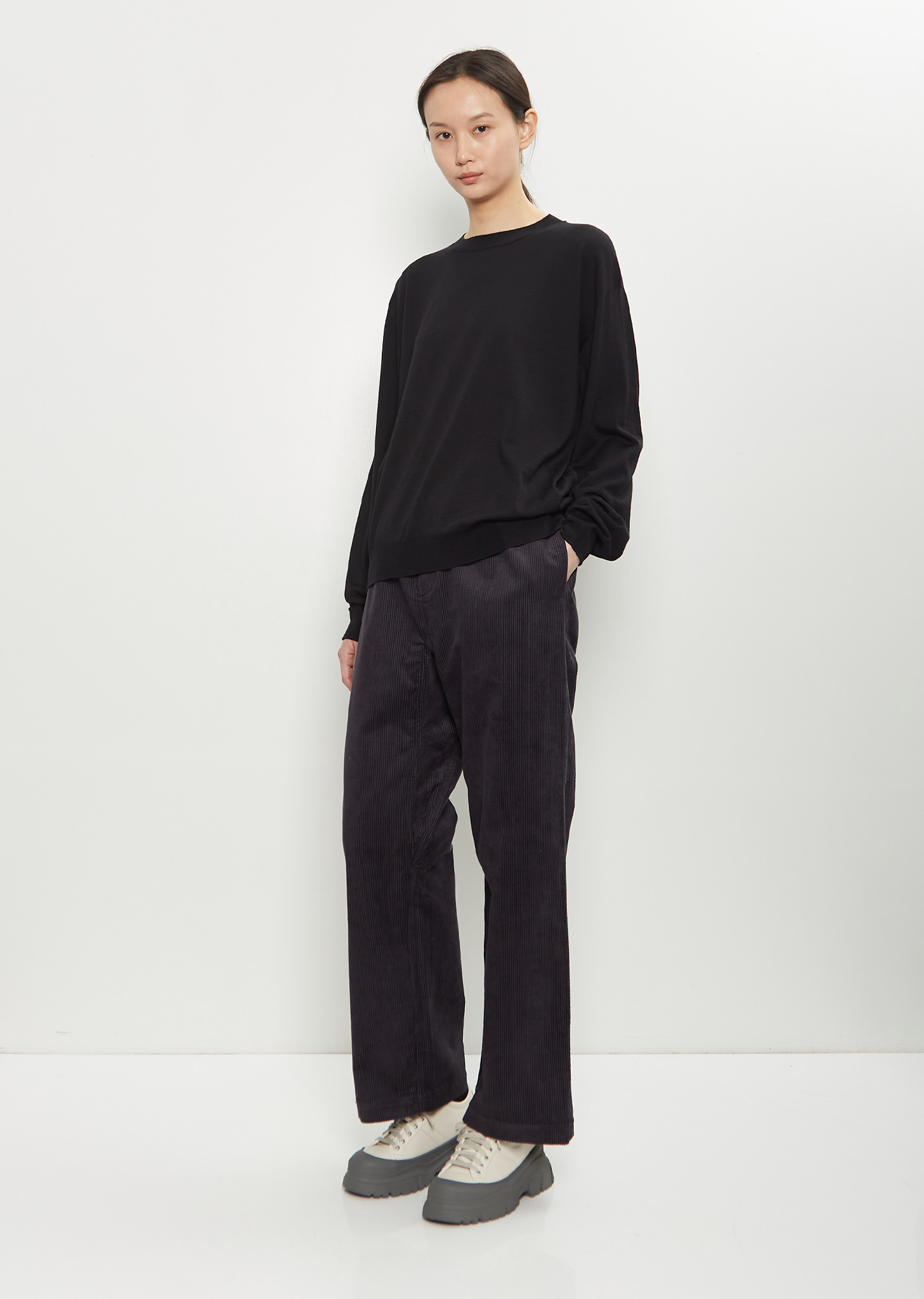 Muscat Wool Crewneck Pullover — Black - 4