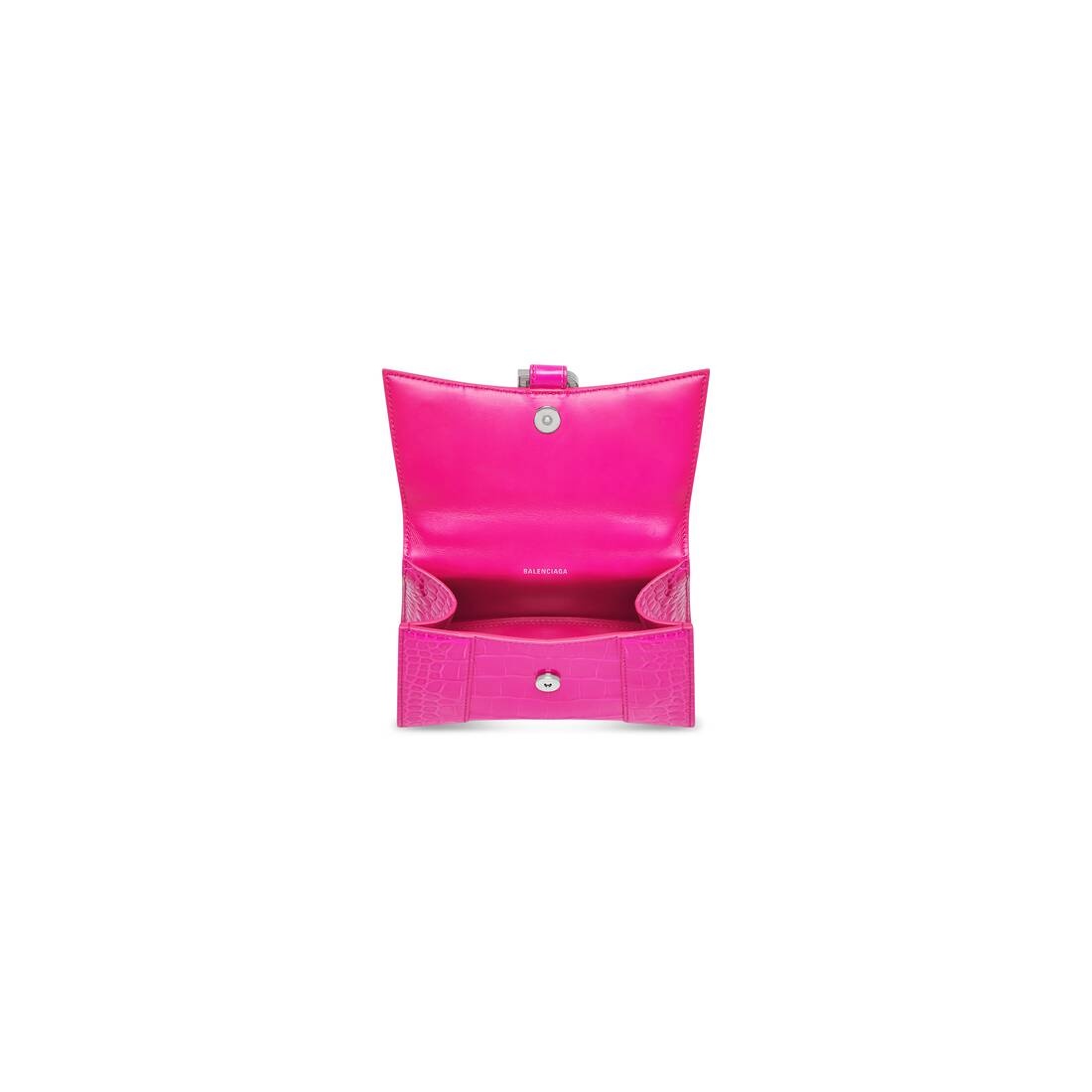 Women's Hourglass Xs Handbag Crocodile Embossed in Pink - 6