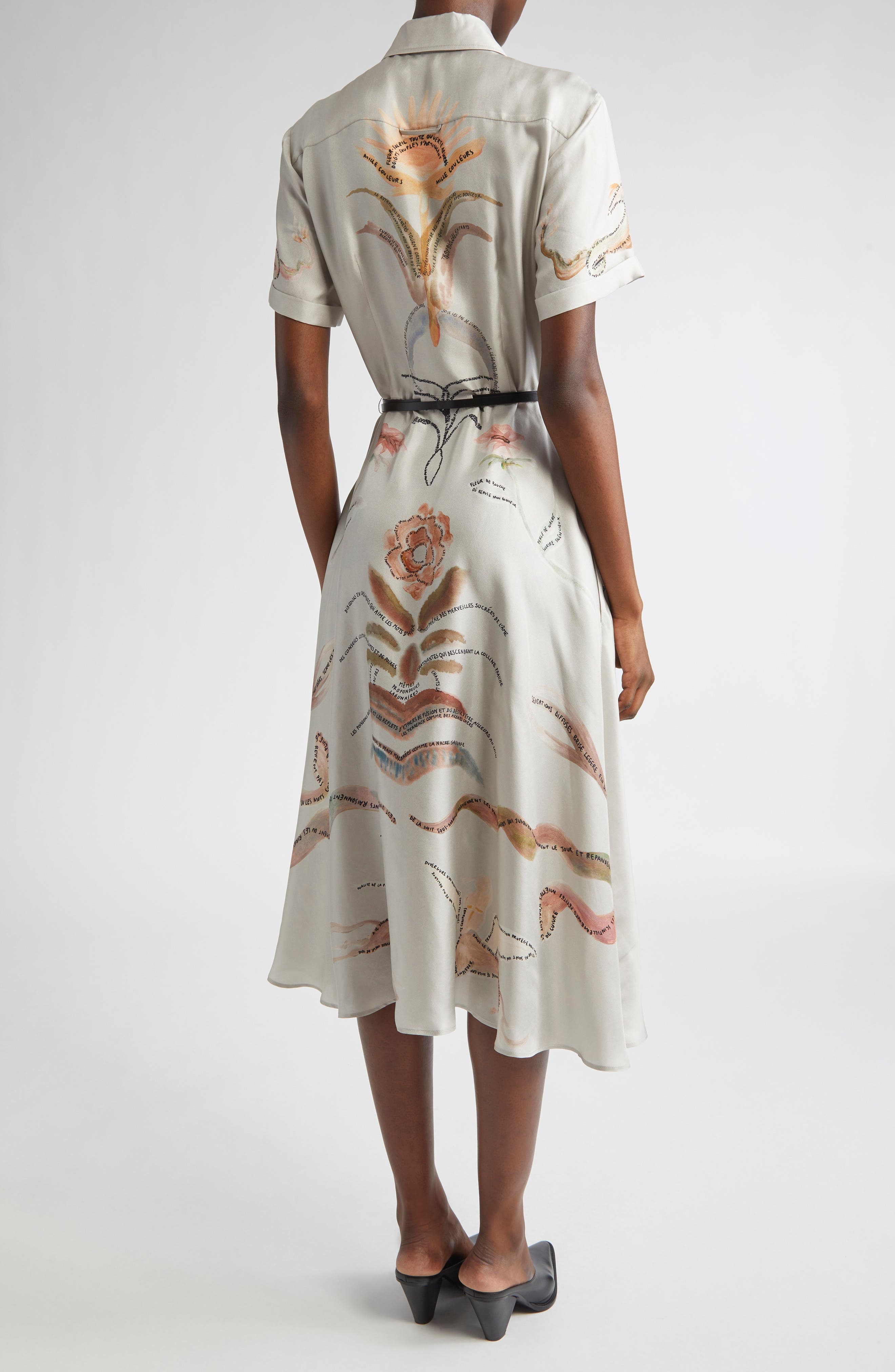 Altuzarra Kiera Figurative Tattoo Print Belted Silk Shirtdress in Moonlight Figurative at Nordstrom - 2