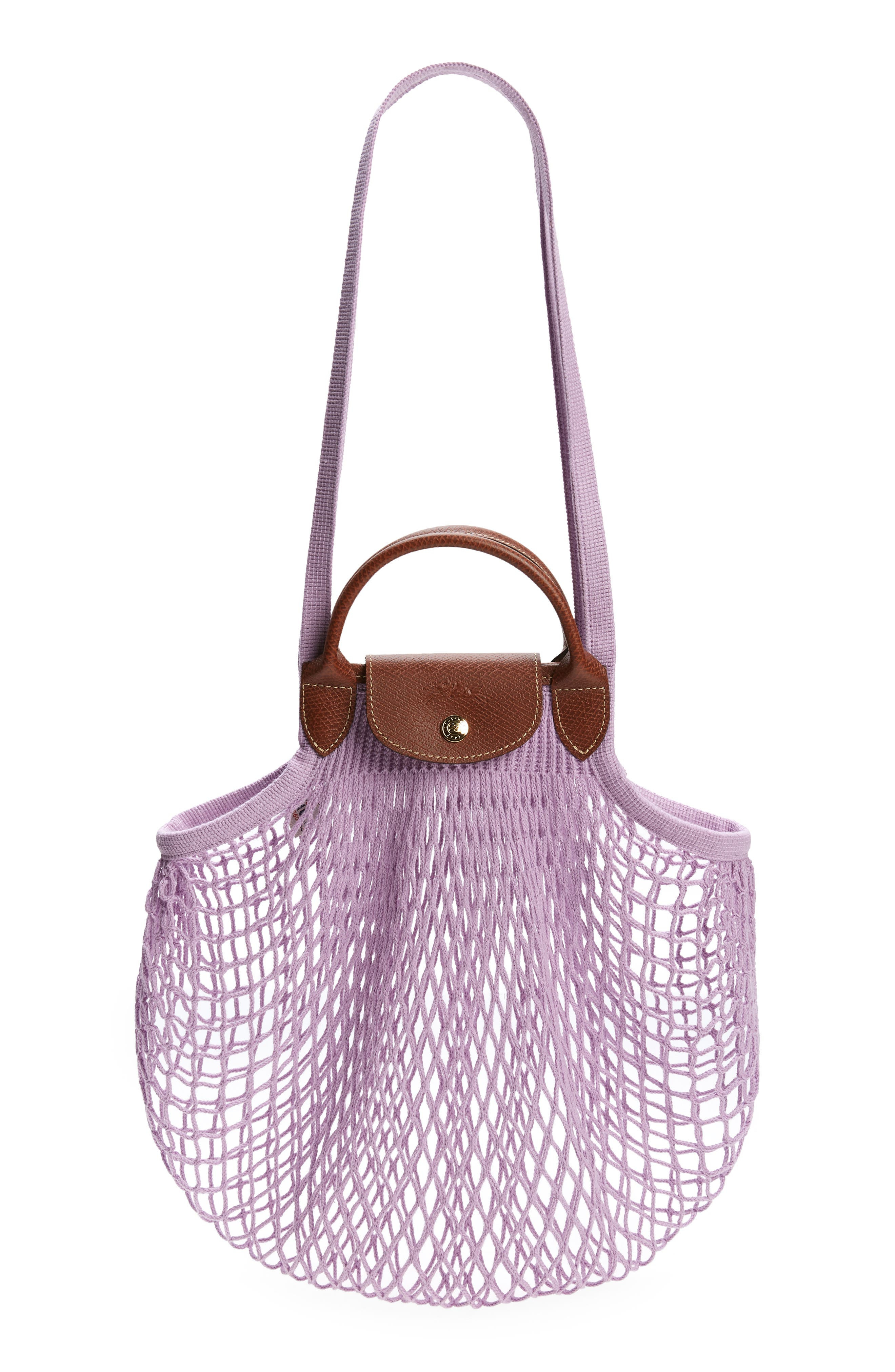Longchamp Le Pliage Filet Knit Shoulder Bag in Lilac at Nordstrom - 1