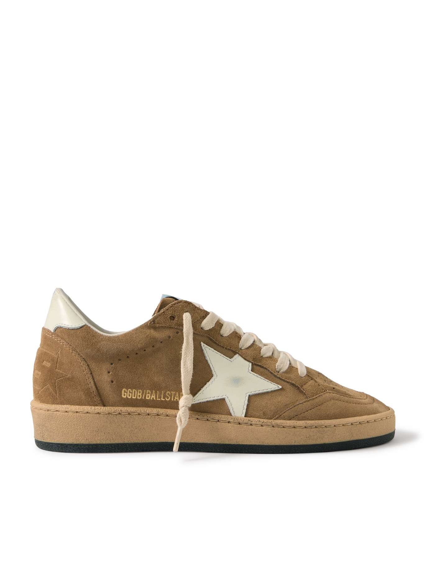 Ball Star distressed leather-trimmed suede sneakers - 4