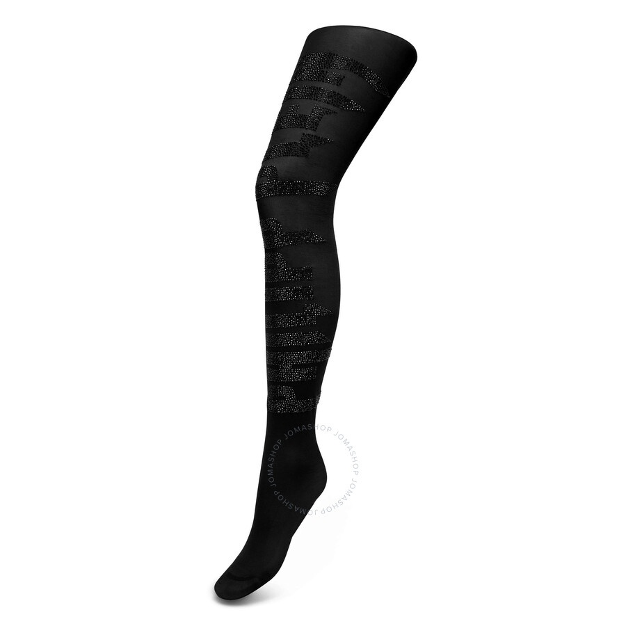 Philipp Plein Black Crystal Plein Nylon Tights - 4