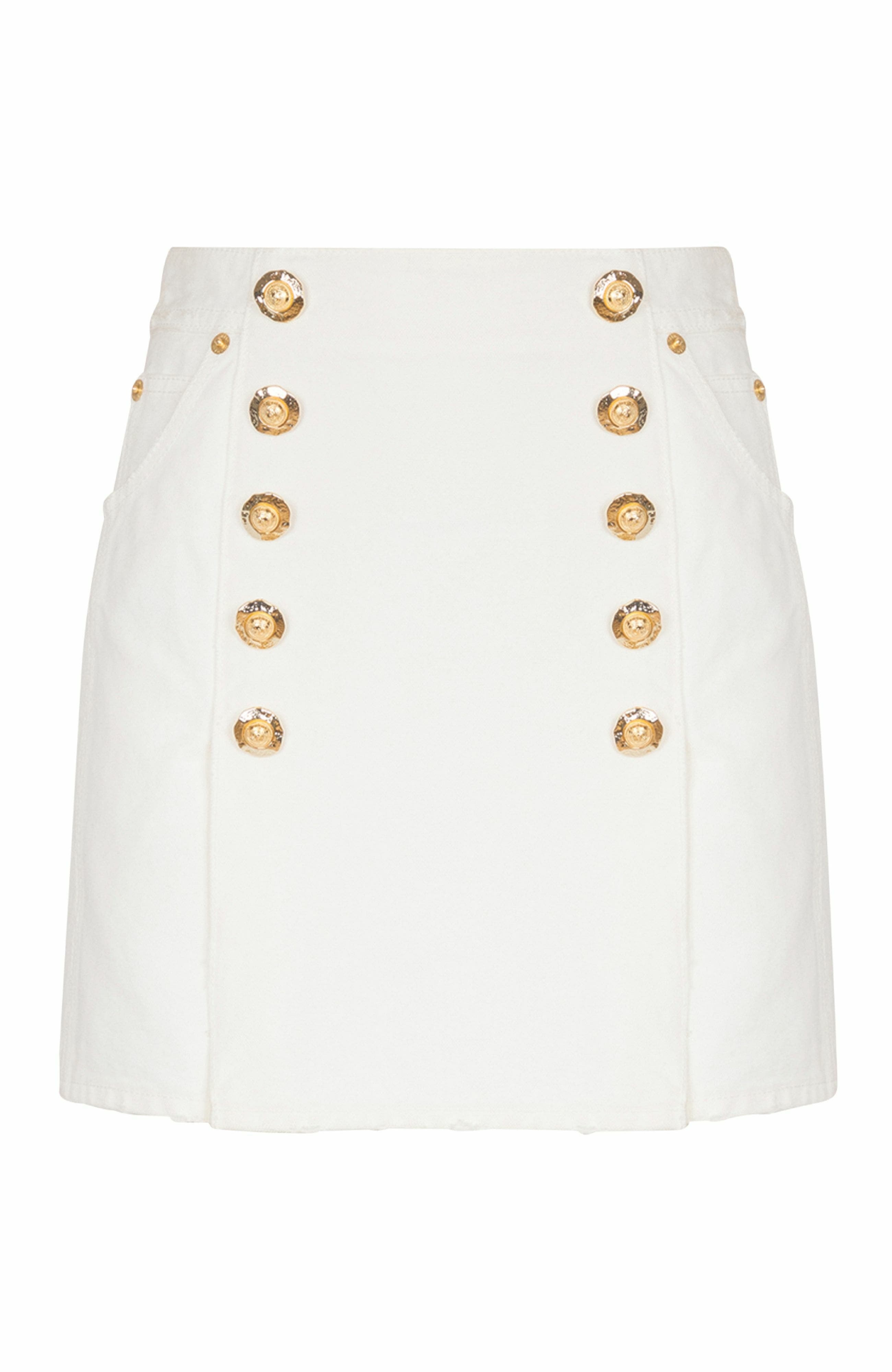 Balmain Short cotton canvas skirt in White at Nordstrom - 5