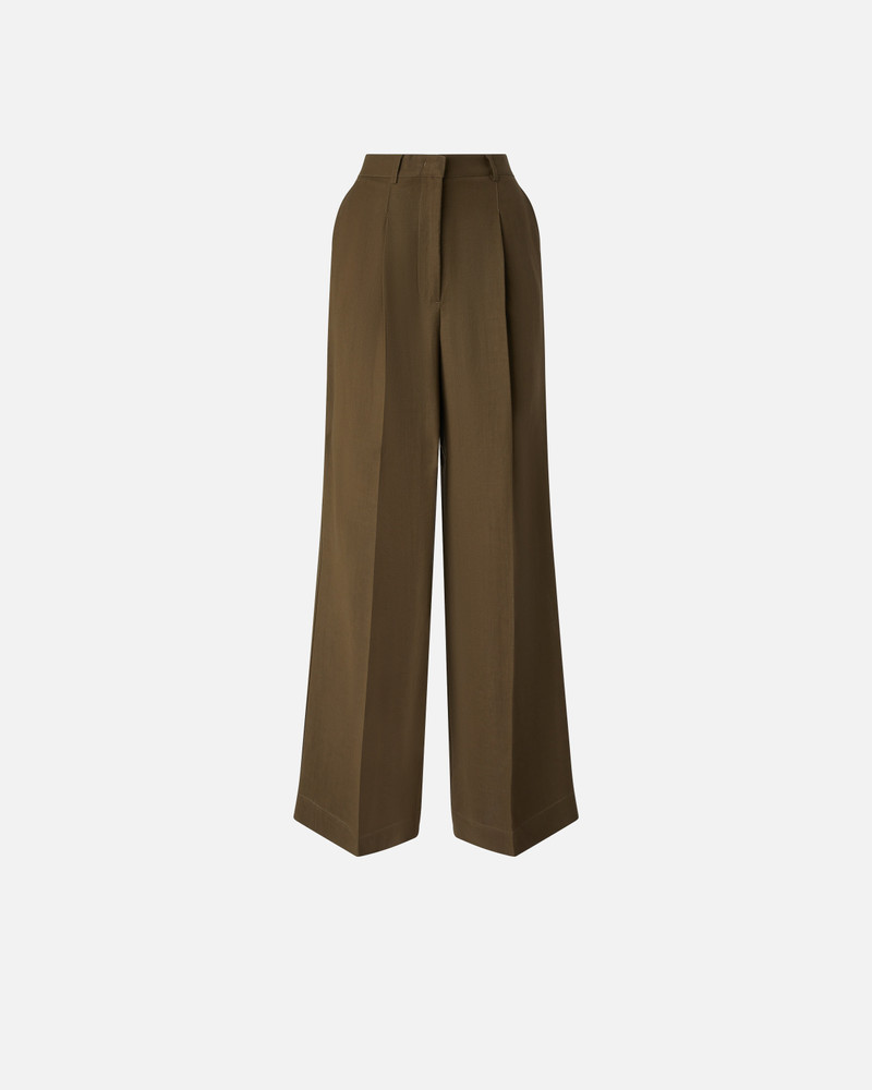 LINEN PALAZZO TROUSERS WITH POCKETS - 1