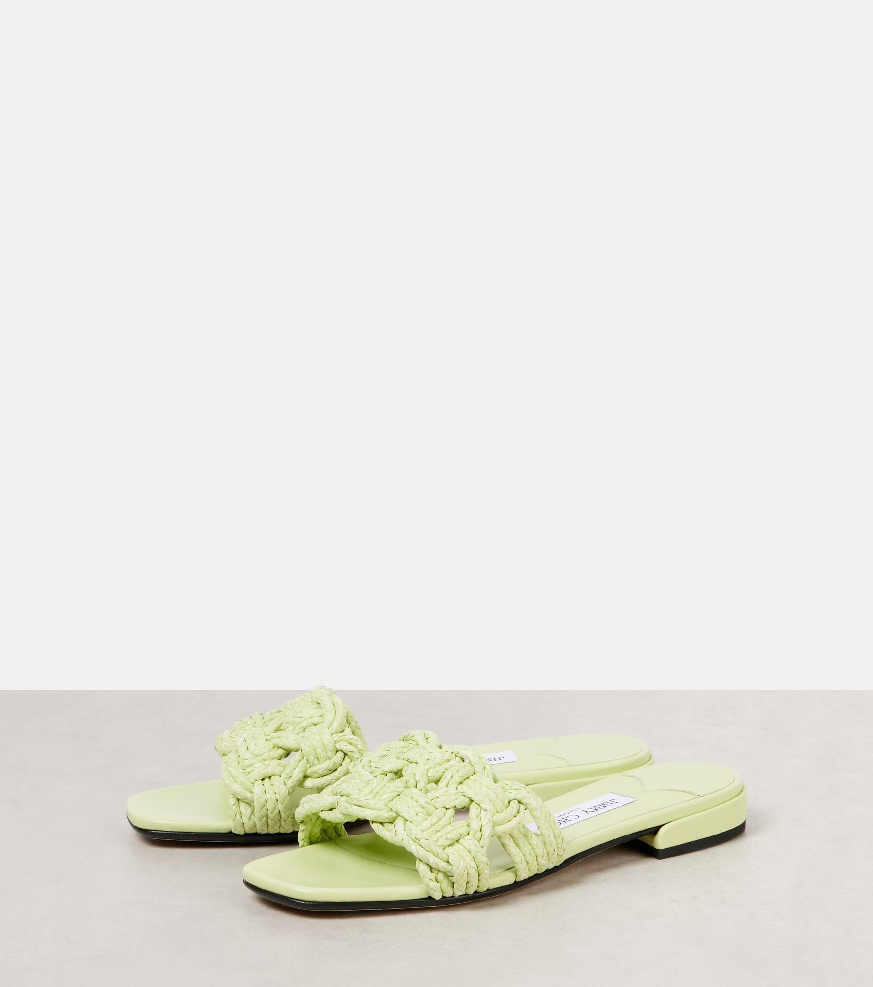 Chara raffia and leather slides - 4