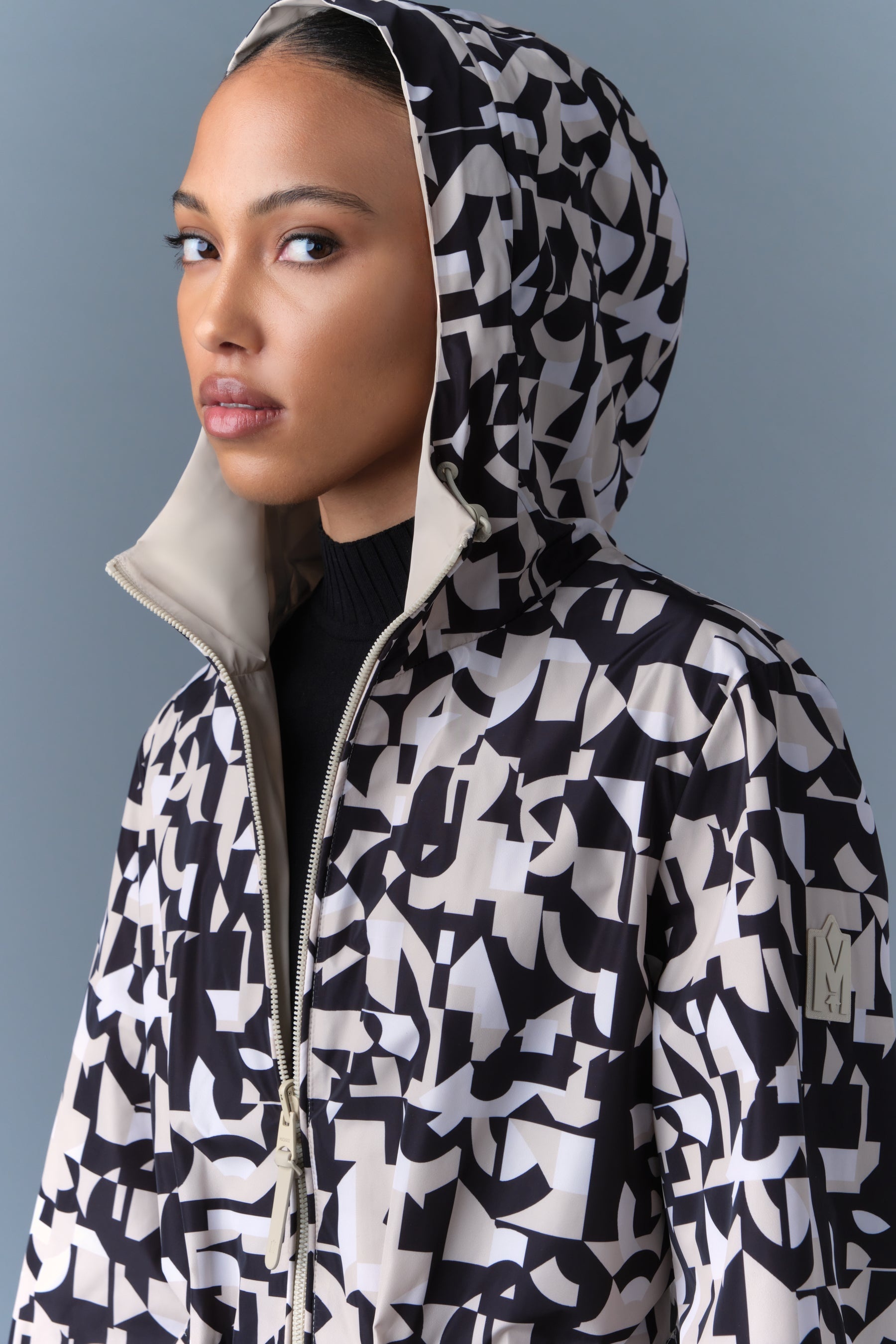 DELIA Reversible Abstract Geometric Jacket with Hood - 5