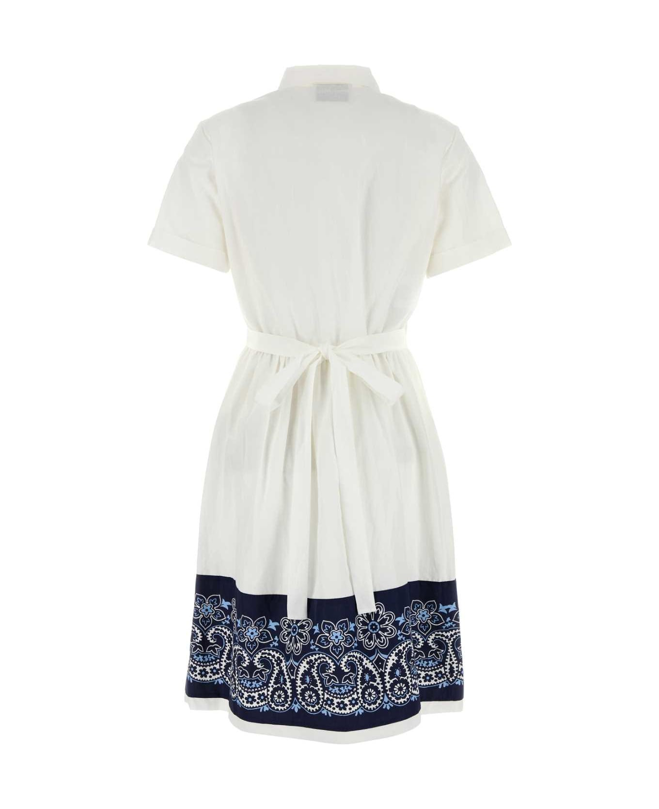 White Cotton Blend Shirt Dress - 2