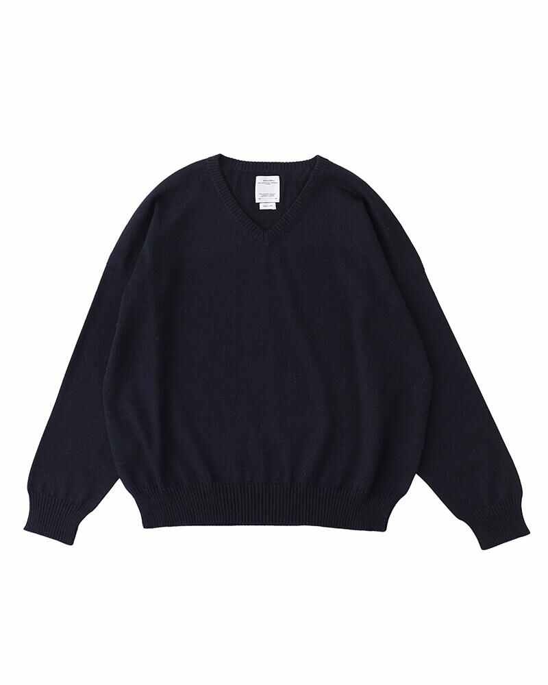 visvim AMPLUS V-NECK KNIT L/S NAVY | REVERSIBLE