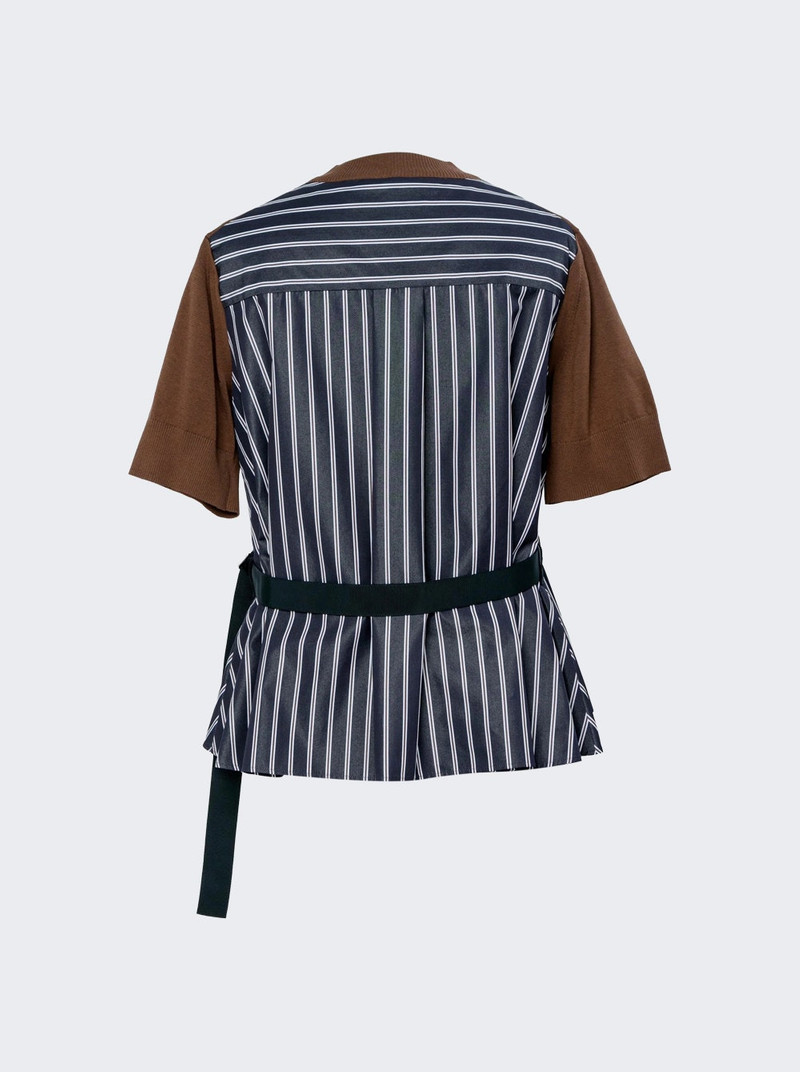 sacai Poplin X Cotton Knit Pullover Brown outlook