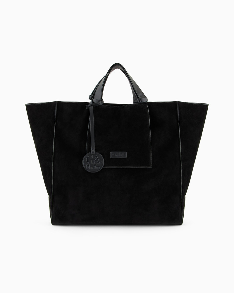 Suede and leather shopper bag 1