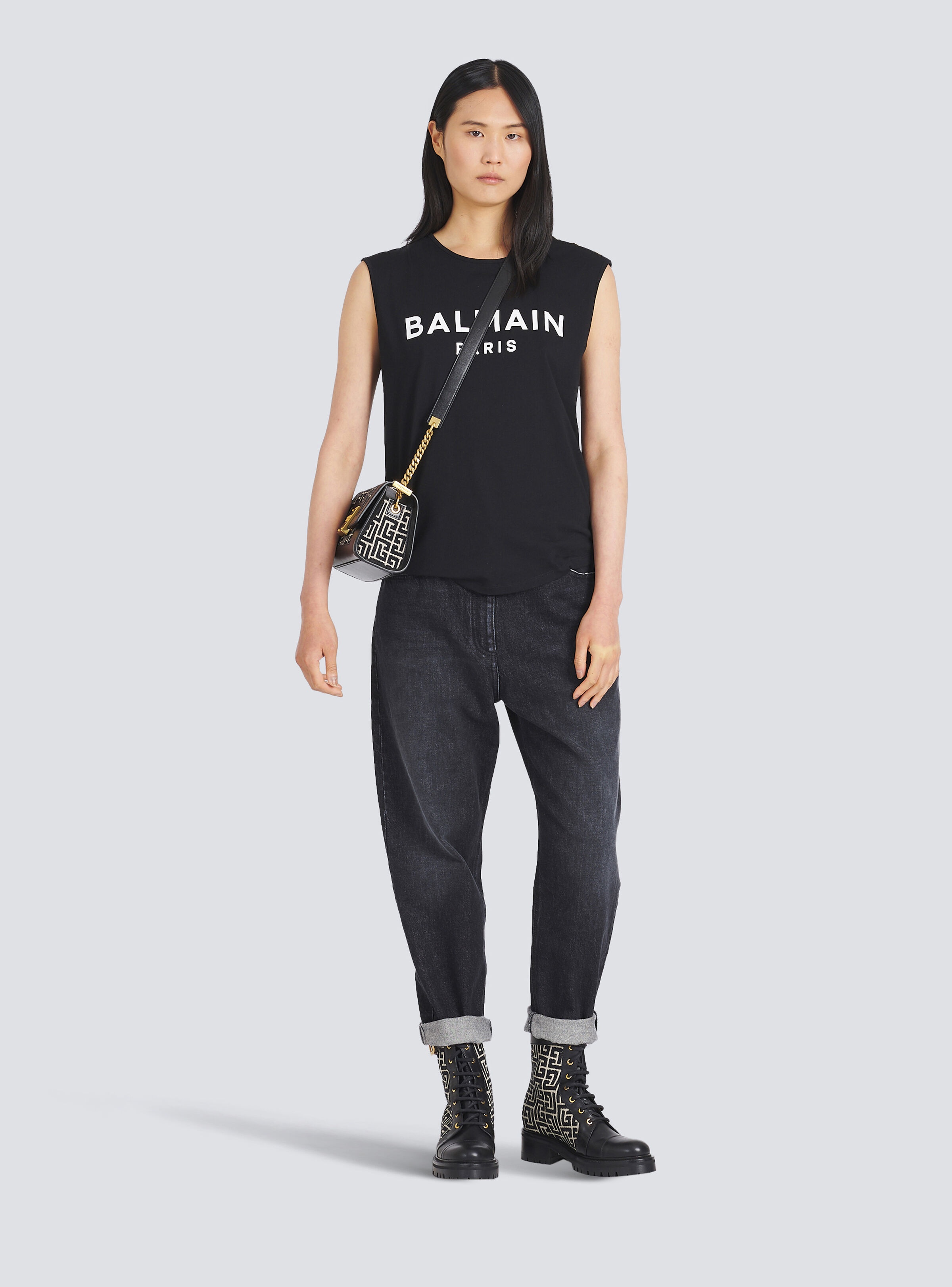 Eco-designed cotton T-shirt with Balmain logo print - 3