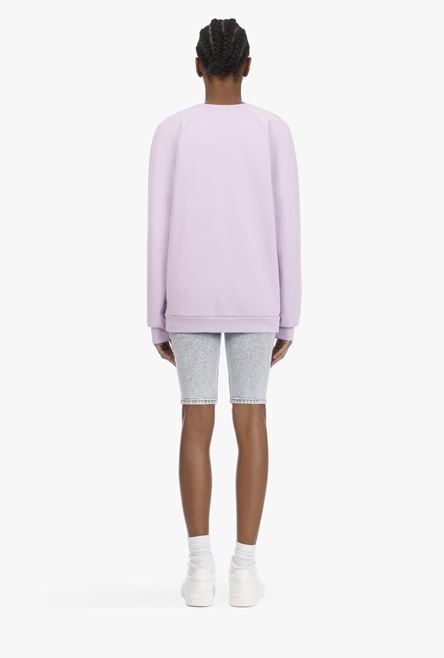 Lilac cotton sweatshirt with white Balmain logo - 3