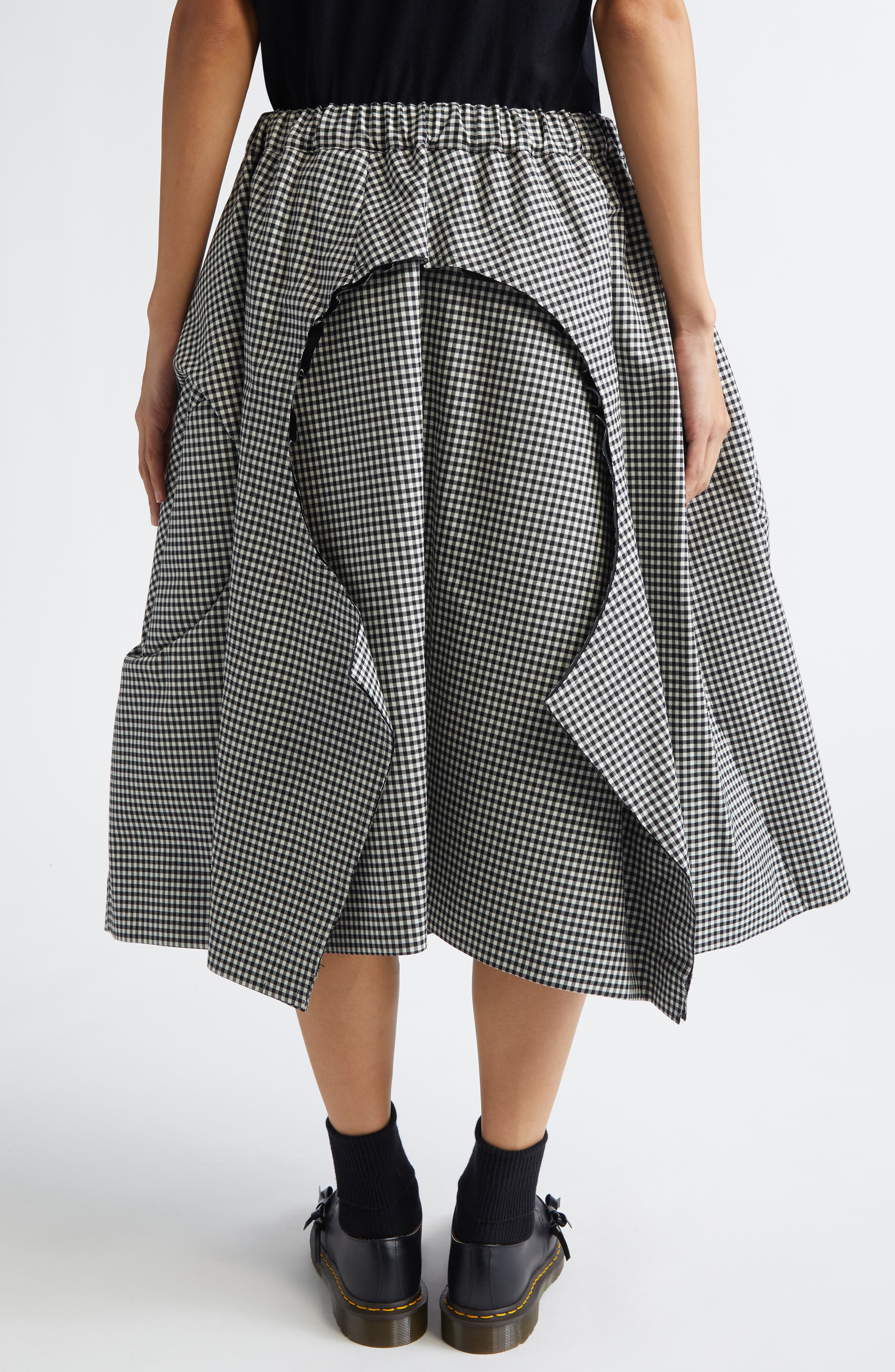 Comme des Garçons Gingham Wool Gabardine Skirt in Black/Ecru at Nordstrom - 3