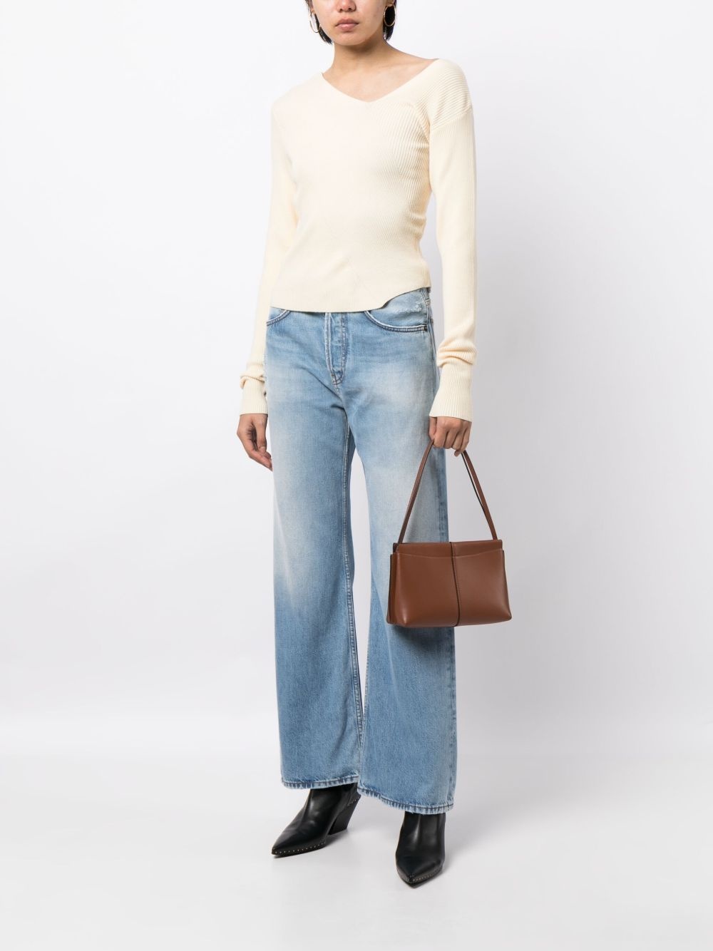 asymmetric-design ribbed-knit jumper - 2