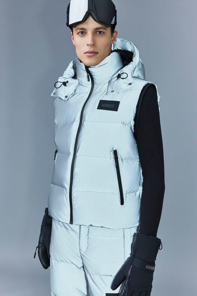 HUGH-RF Down vest with removable hood and reflective shell 7