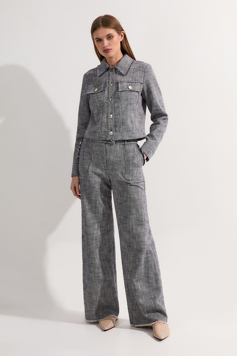 Tall Spring Tweed Tailored Straight Leg Trousers 1