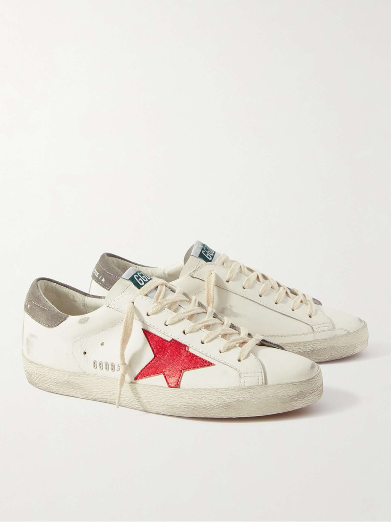 Superstar Distressed Leather and Suede Sneakers 4
