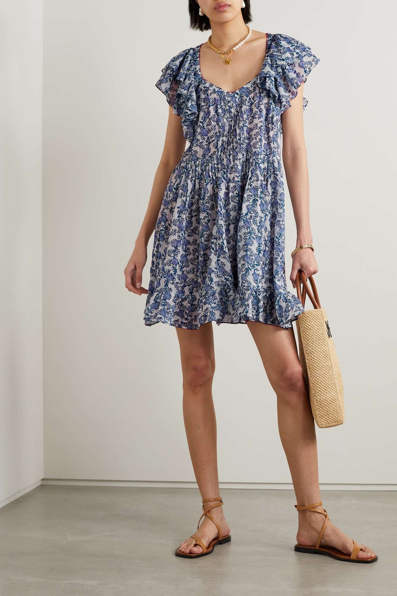 Isabel Marant Étoile Godrana ruffled pintucked floral-print cotton-voile mini dress outlook