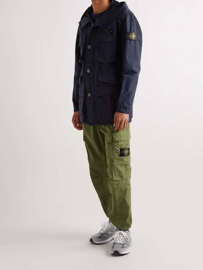 Stone Island Logo-Appliquéd Cotton and Linen-Blend Canvas Hooded Parka outlook