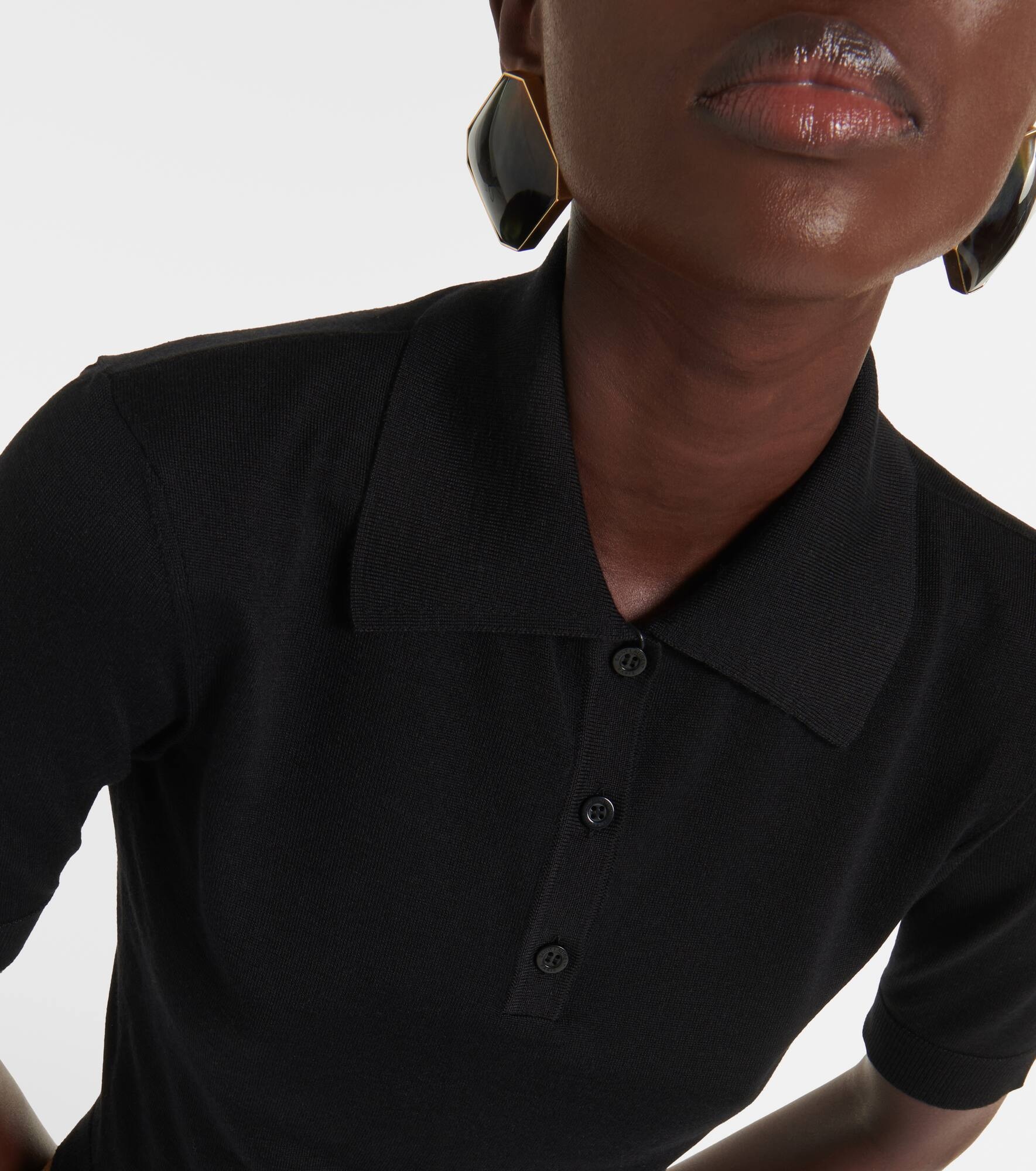 Cashmere, wool and silk polo shirt - 4