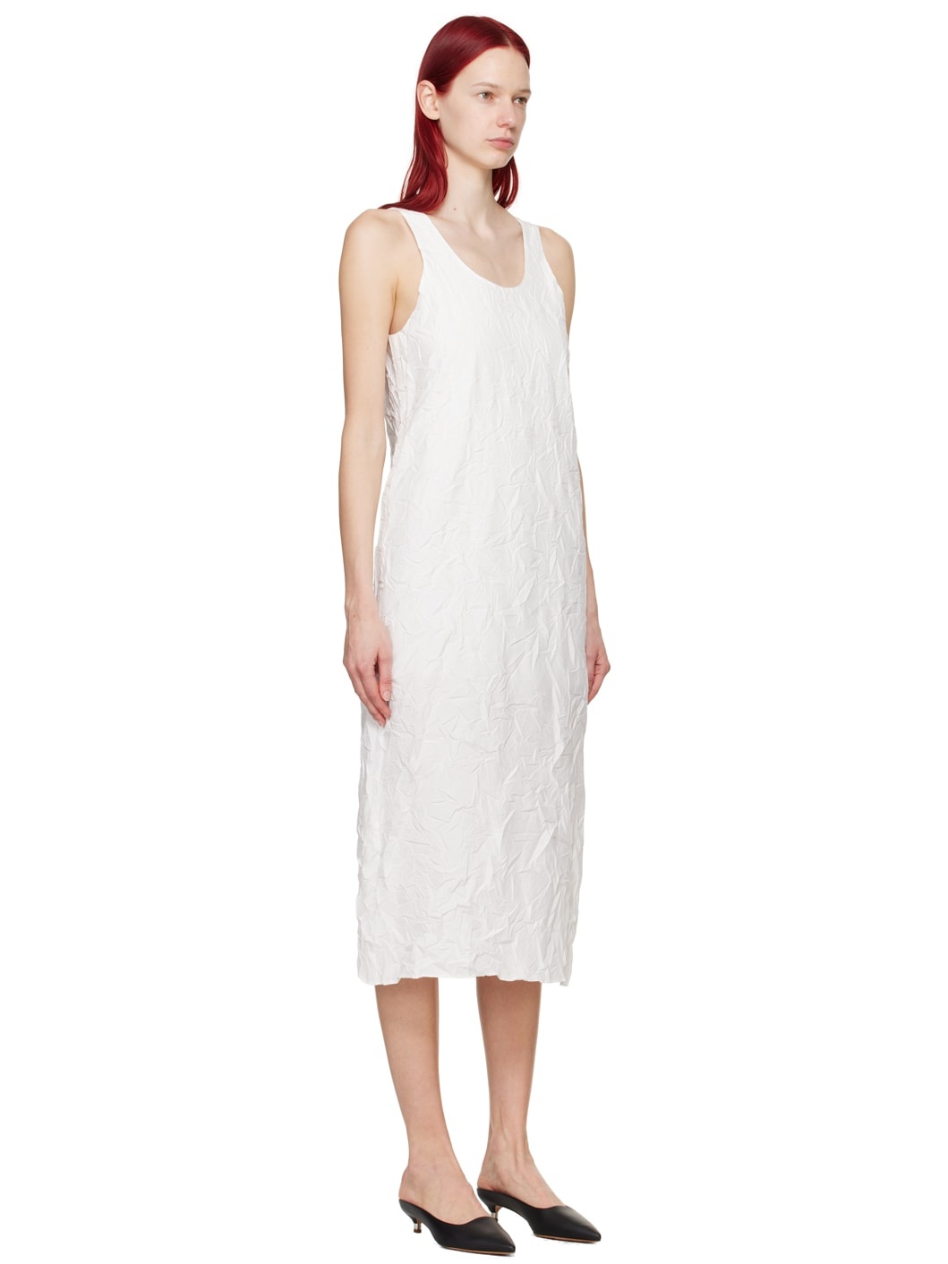 White Winkled Midi Dress - 2