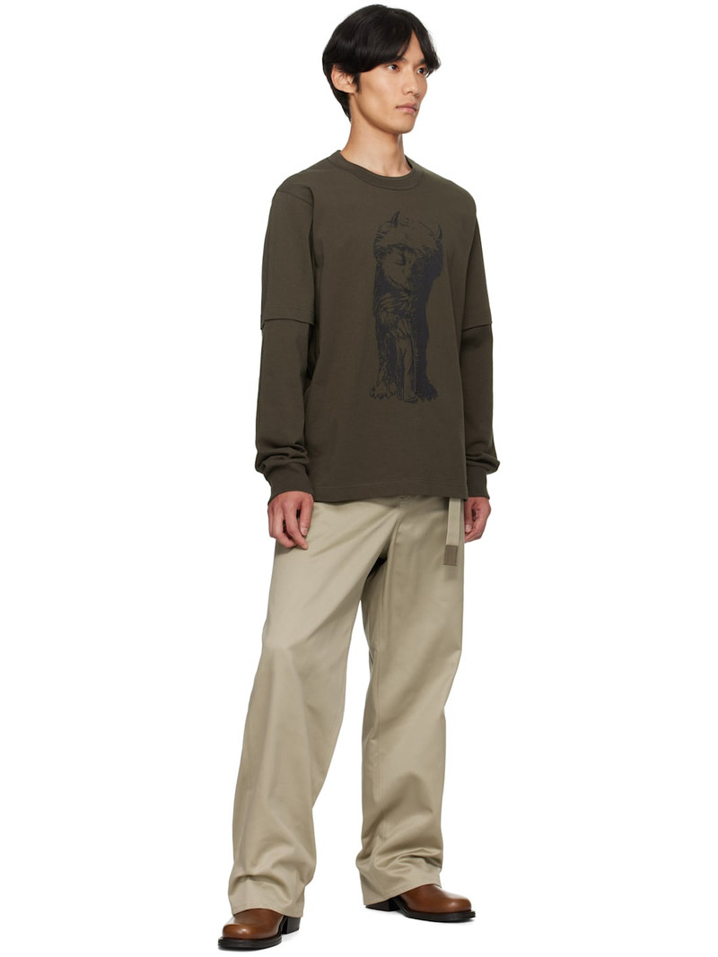 sacai Beige Cotton Chino Trousers outlook