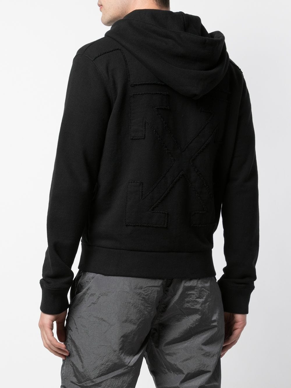 Arrows-embroidered zipped hoodie - 4