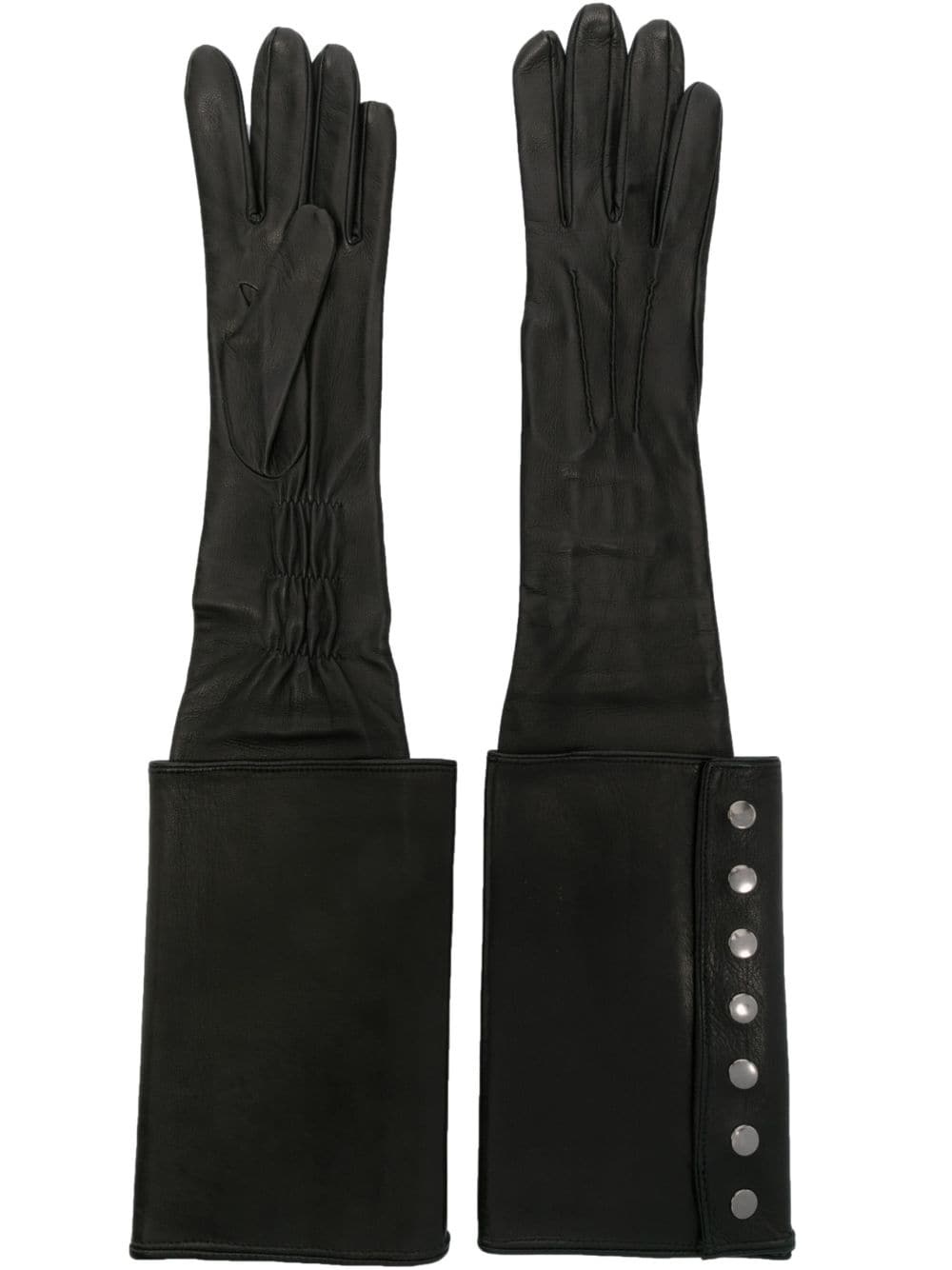 press-stud leather gloves - 1