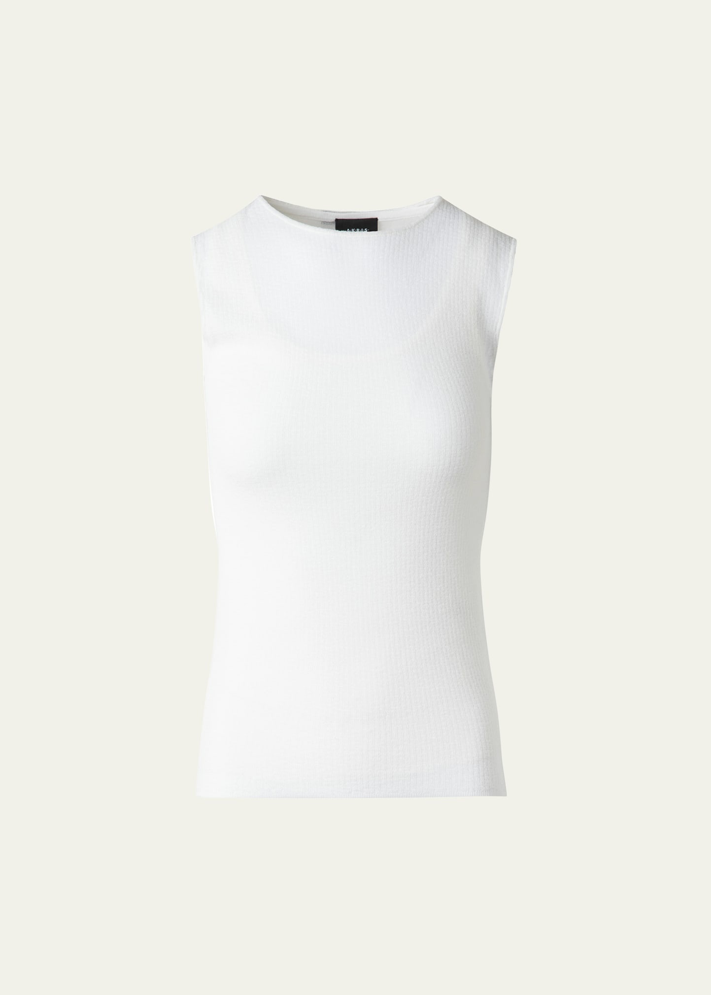 Structured Double-Layer Cotton Blend Knit Top - 1